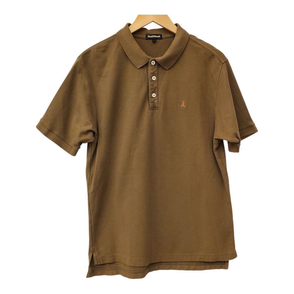 Paul Stuart Mens Brown Short Sleeve Polo Top Size L